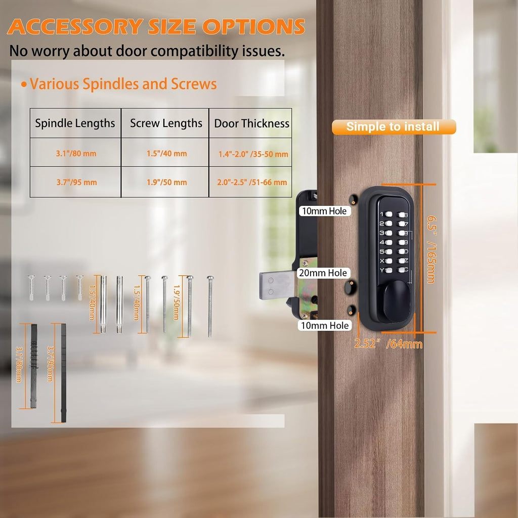New Upgraded Gen-3 Outdoor Keyless Gate Lock,Mechanical Keyless Entry Door Lock