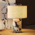 Lynthenia Calacatta Viola Marble Table Lamp, Rechargeable Cordless Touch Dimmabl