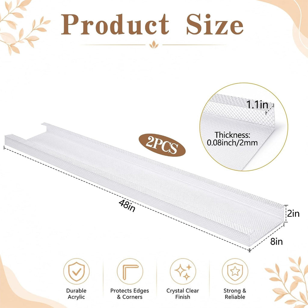 Nkiy Quen 2 Pcs 48x8x2 Inch Wrap Around Fluorescent Light Covers, 4Ft Acrylic Fl