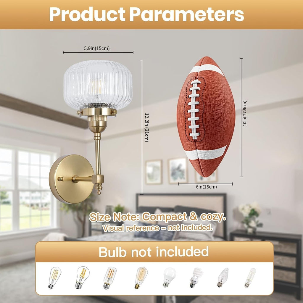 SEEBLEN Gold Wall Sconce 1 Pack, Bathroom Vanity Light Fixtures