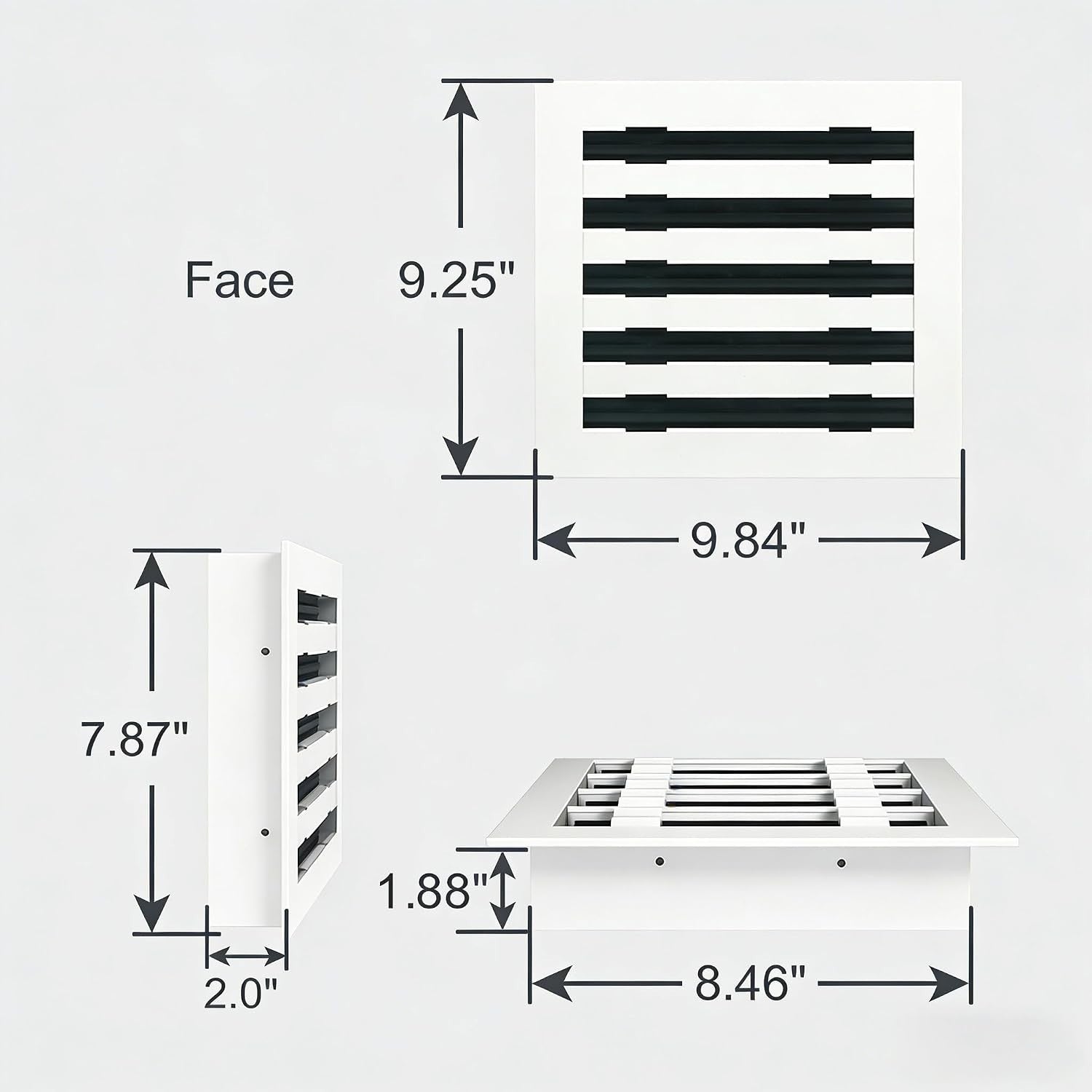 Linear Slot Air Vent Cover 10x9 White Aluminum Diffuser – Modern 3-Slot HVAC Reg