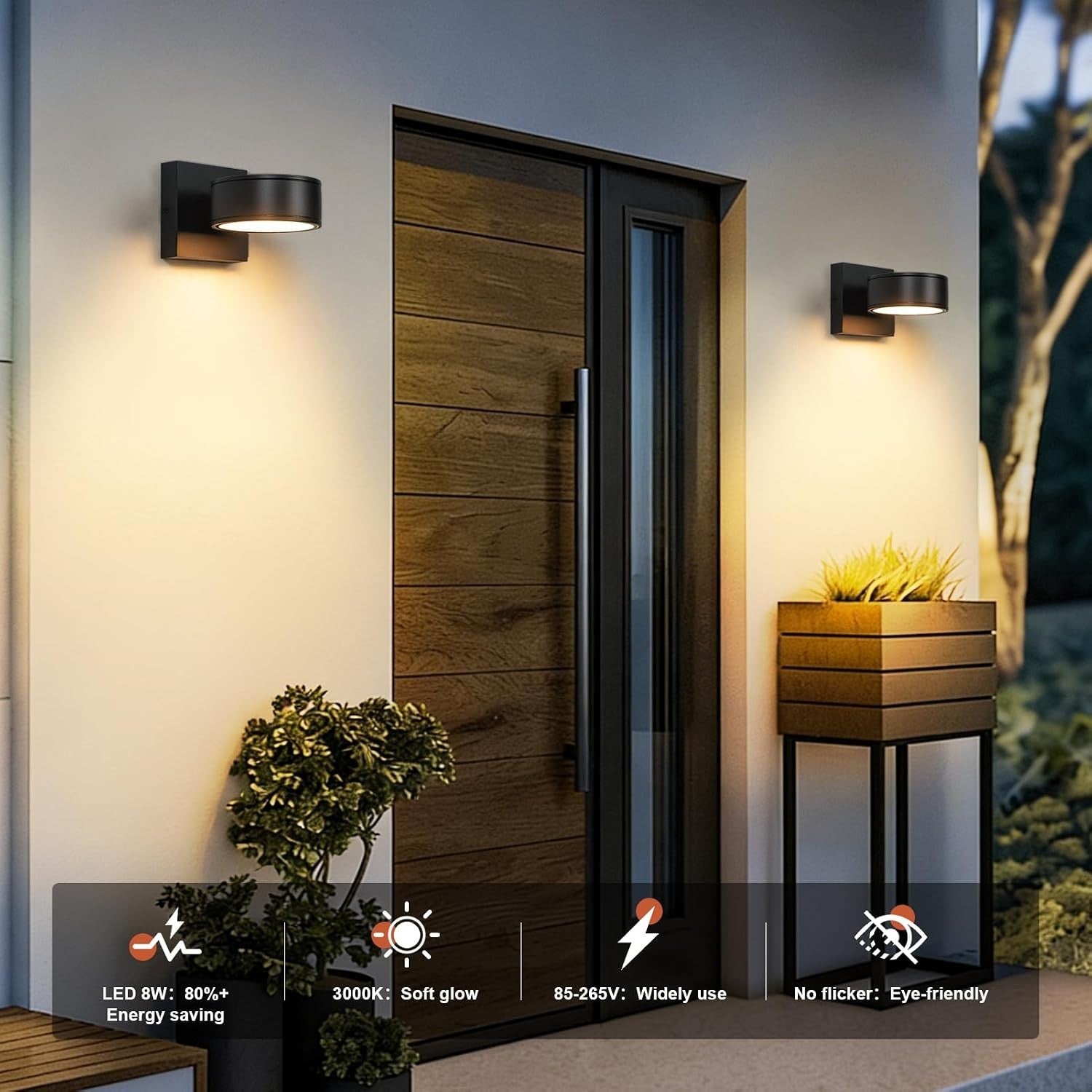 Fire Wolf Aluminum LED Outdoor Wall Light, Modern Black