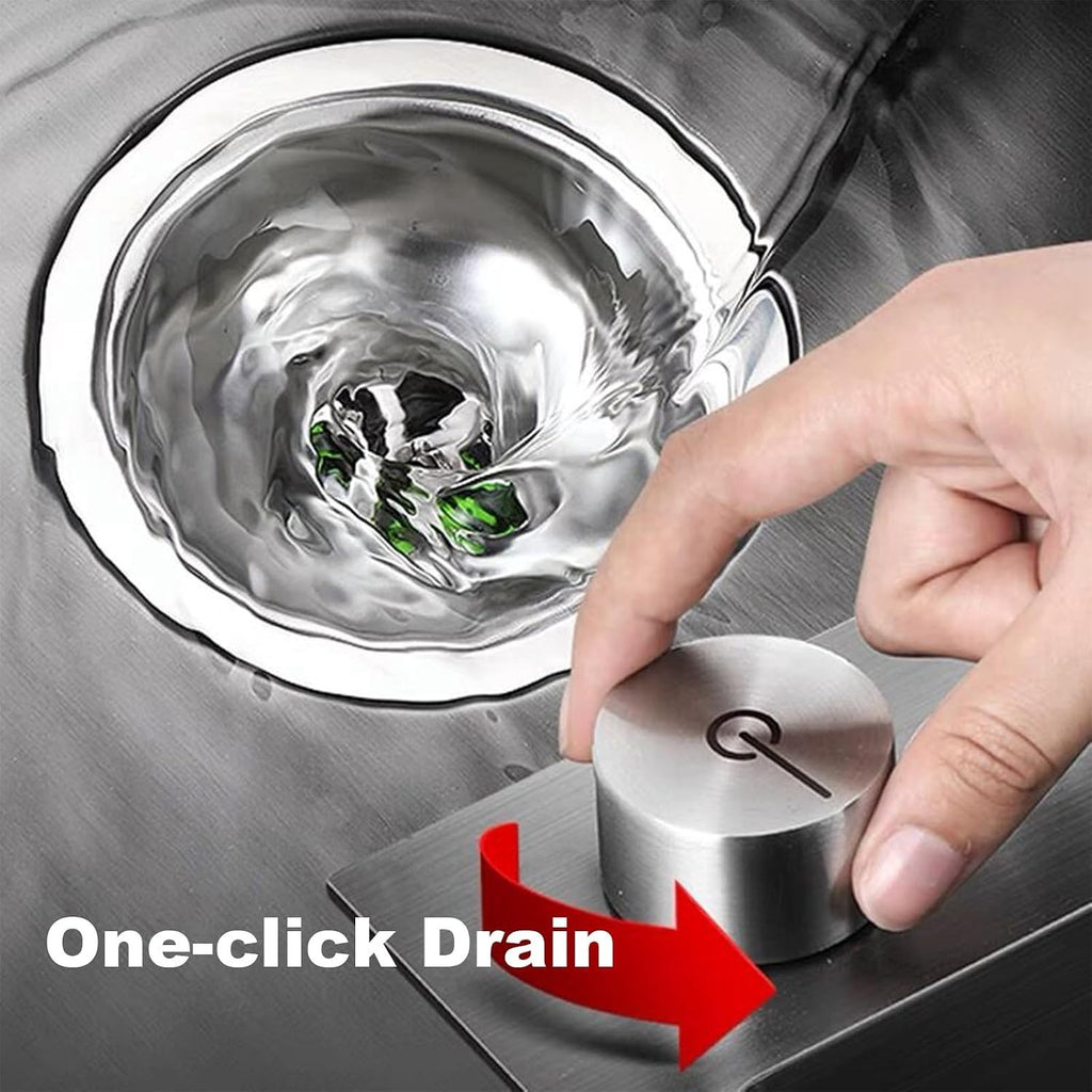 New 3-1/2 '' Kitchen Sink Drain Kit with Control Button Sink Drain Basket 304 St
