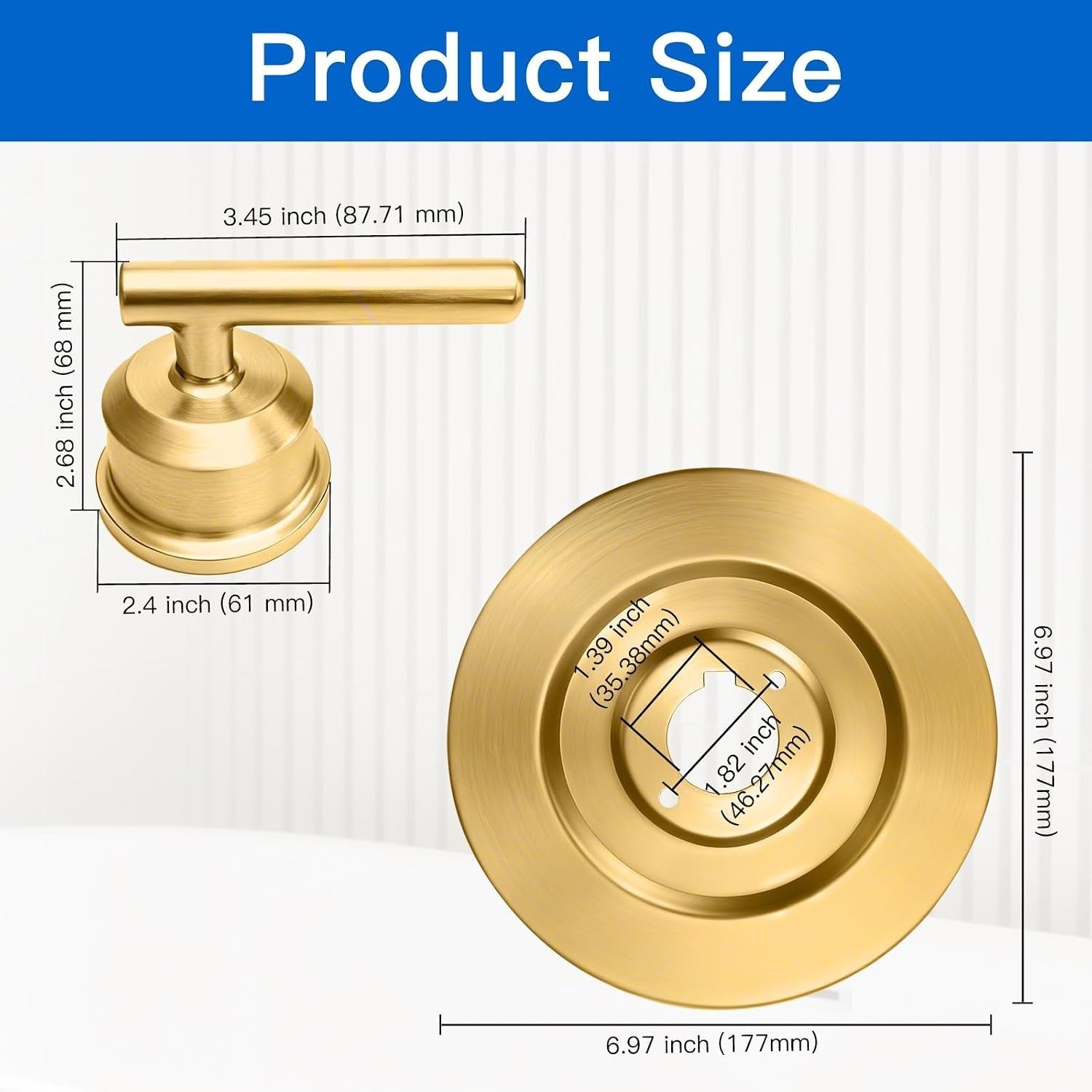 Shower Handle Trim Kit Compatible With Moen T2191, Brushed Gold (Trim Only)