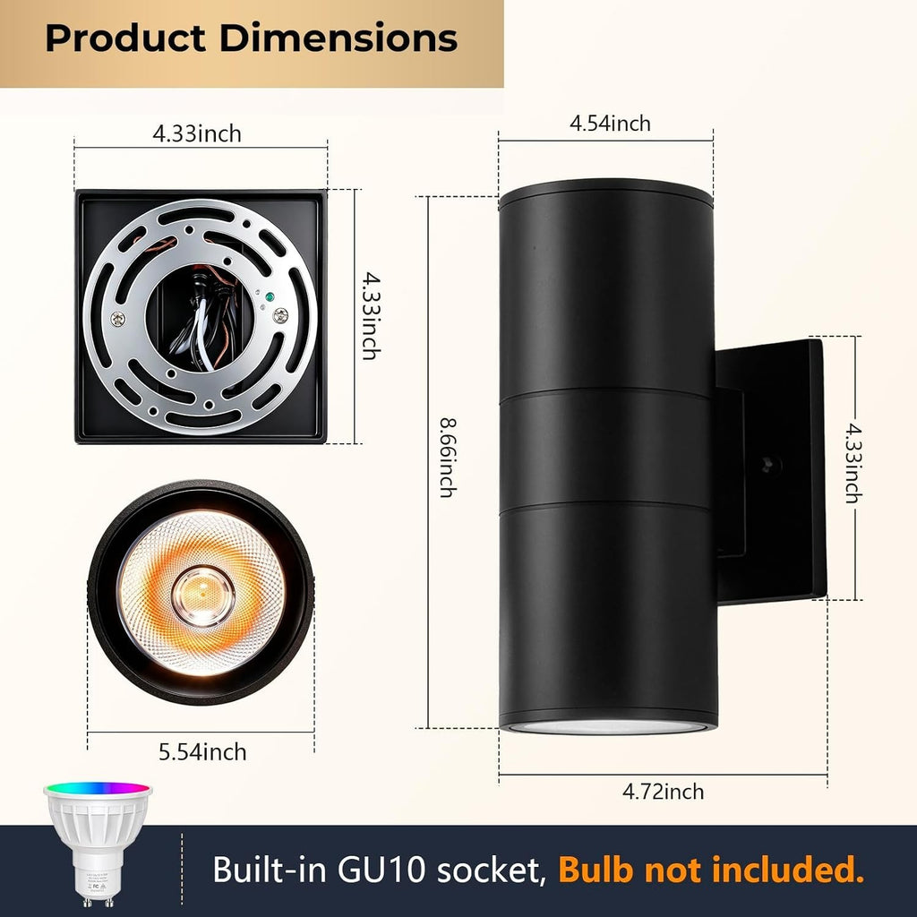 Outdoor Wall Lights, Up and Down Waterproof Exterior Wall Sconces