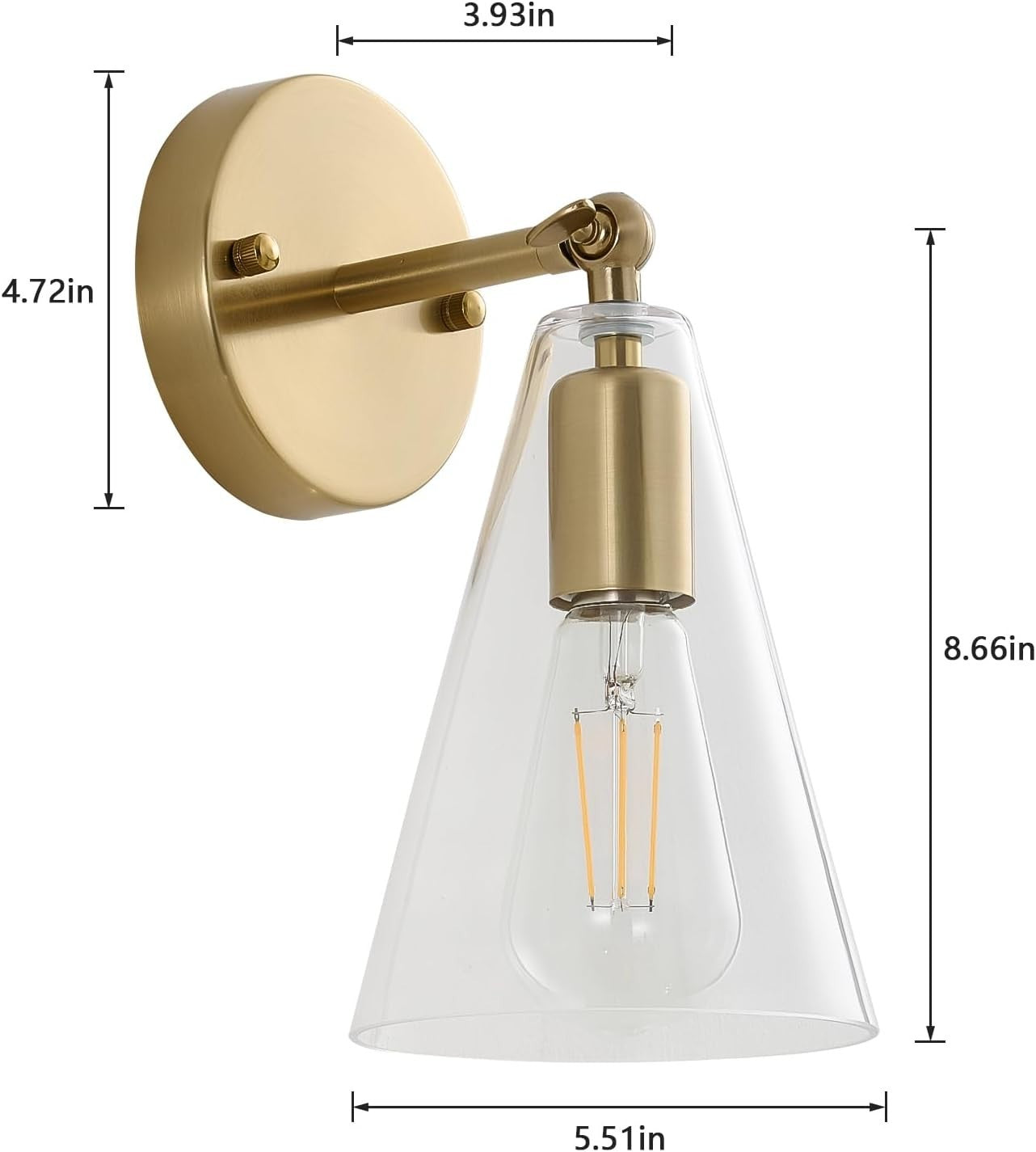 MWZ Gold Wall Sconce 2 Pack, Modern Brushed Brass Sconces Lighting