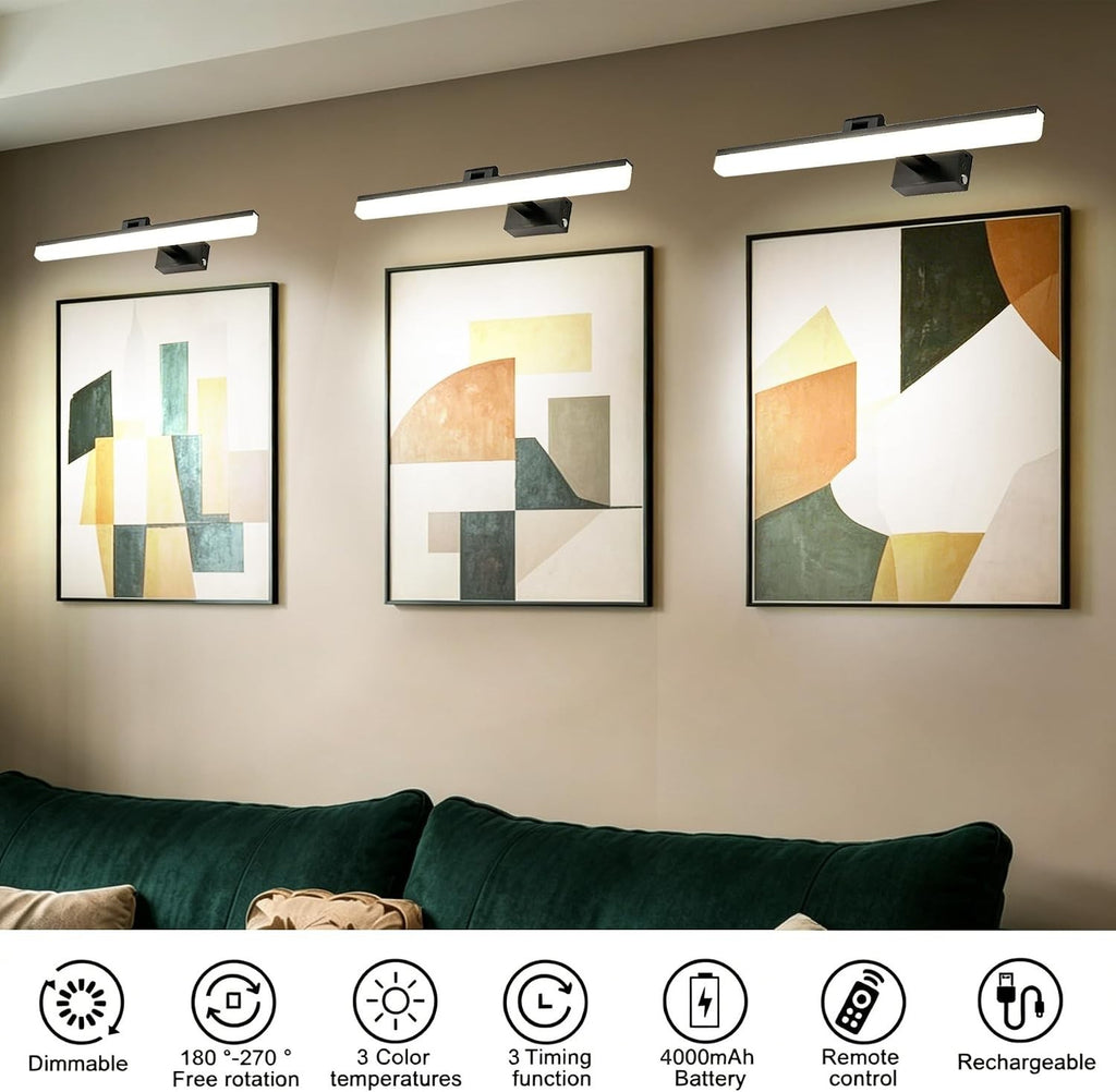 Rechargeable Battery Picture Light for Wall,4000mAh Cordless LED Art Display