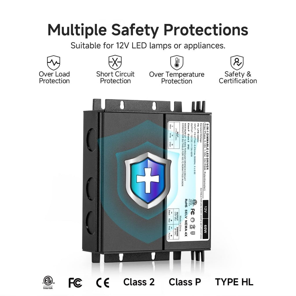 BTF-LIGHTING 96W Dimmable LED Driver Power Supply 24VDC Transformer,5-in-1