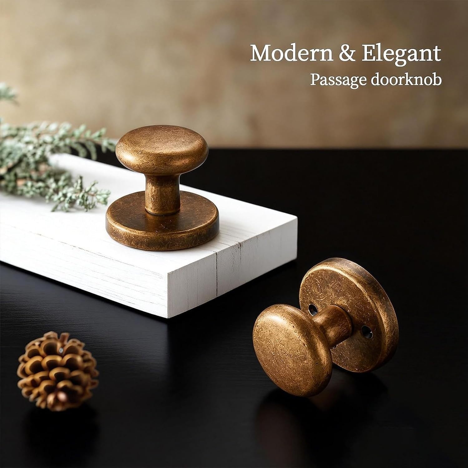 SNBTLA Antique Brass Passage Door Knob