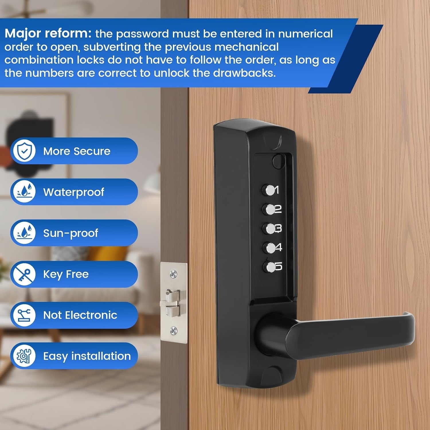 Souyou Mechanical Door Lock with Handle