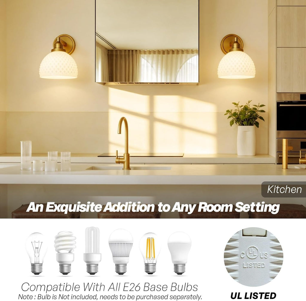 LOOMLUSTER Vintage Gold Wall Sconce Bathroom Vanity Single Wall Lightin