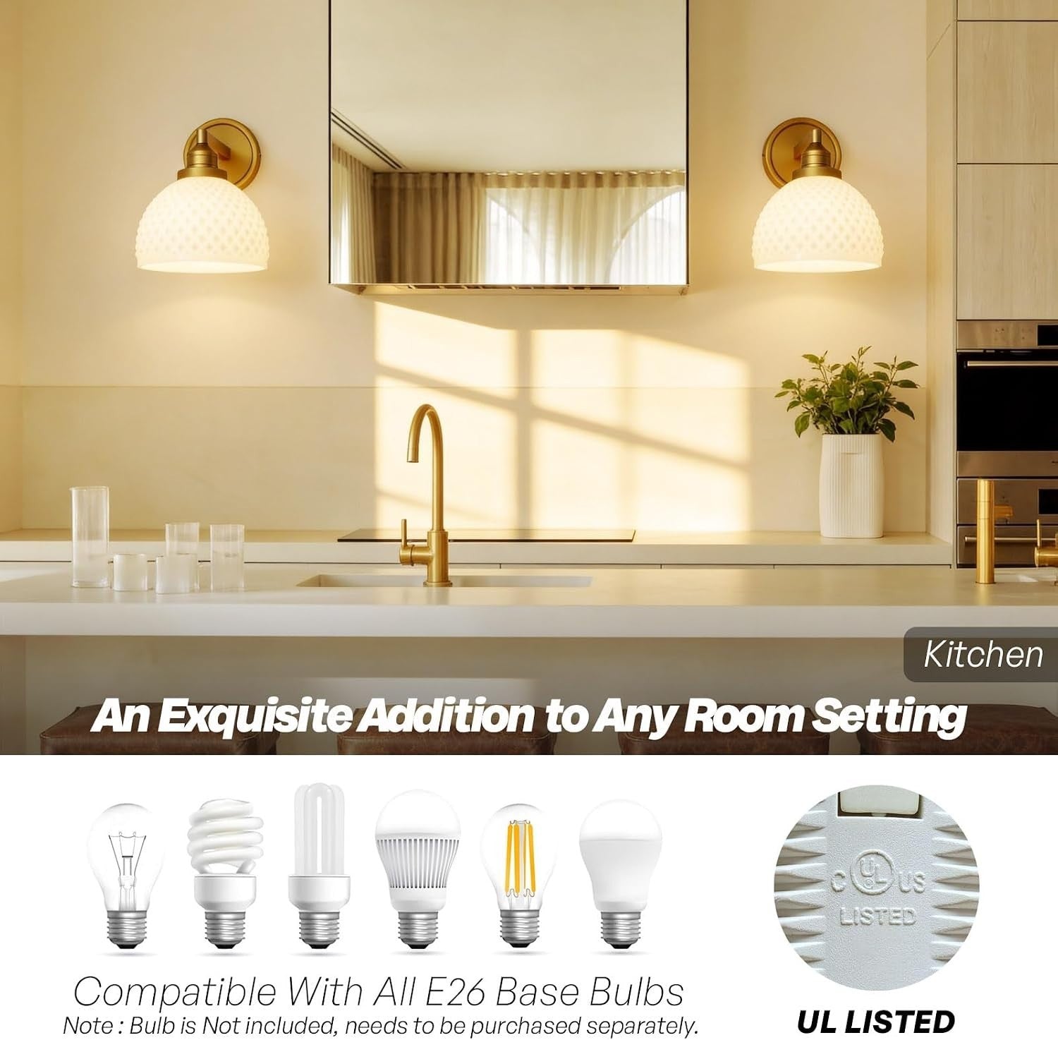 LOOMLUSTER Vintage Gold Wall Sconce Bathroom Vanity Single Wall Lightin