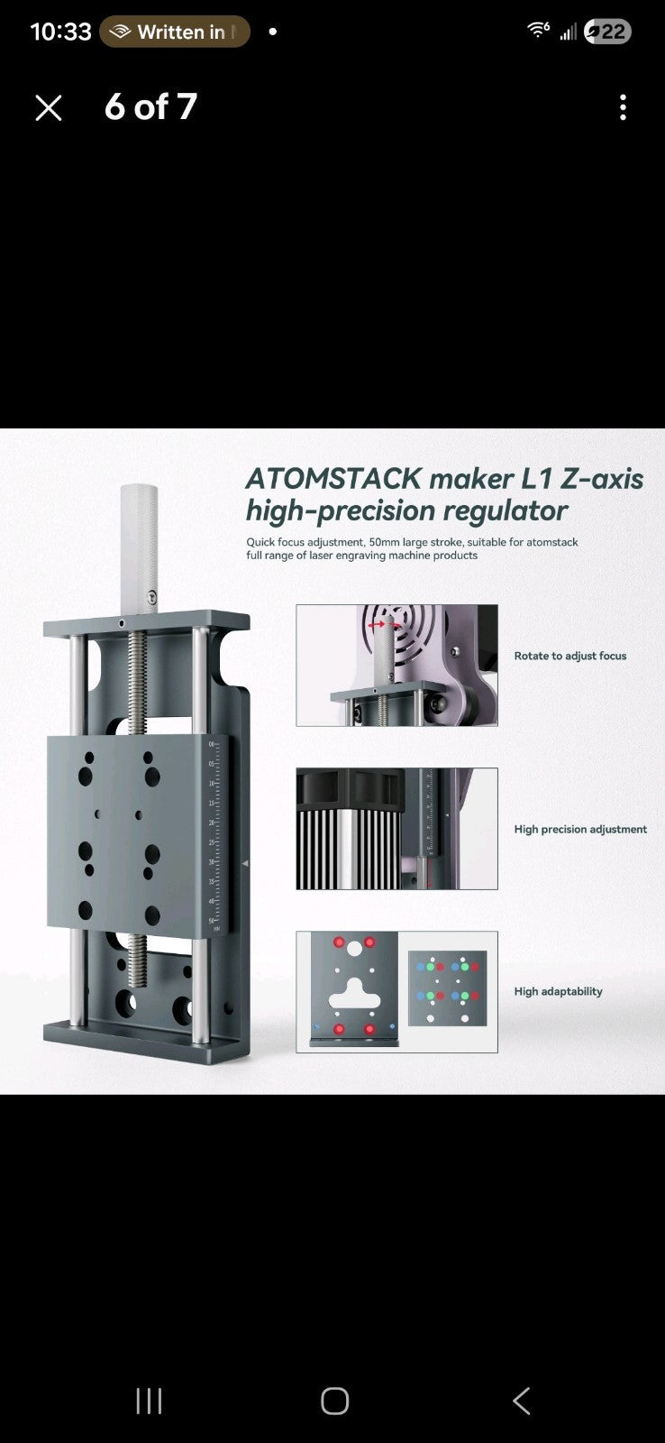 used Atomstack Z-Axis Lifting Device Precise Focus 1mm Adjustment Laser Engraver
