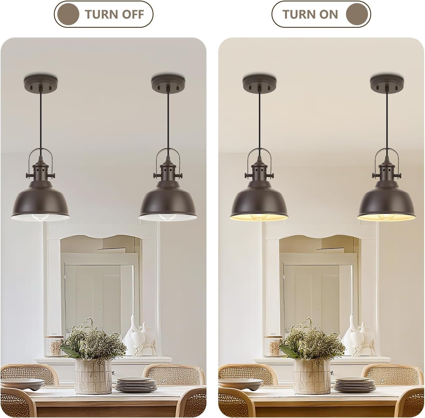 AURYNIX Farmhouse Small Pendant Lights, Oil Rubbed Bronze Pendant Lighting