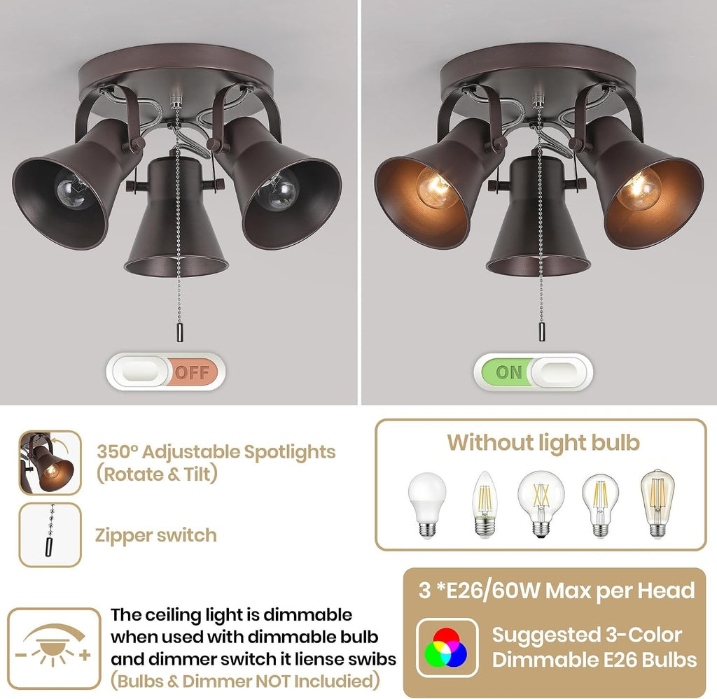 Track Lighting Chain Switch, Oil Rubbed Bronze Flush Mount Ceiling Light