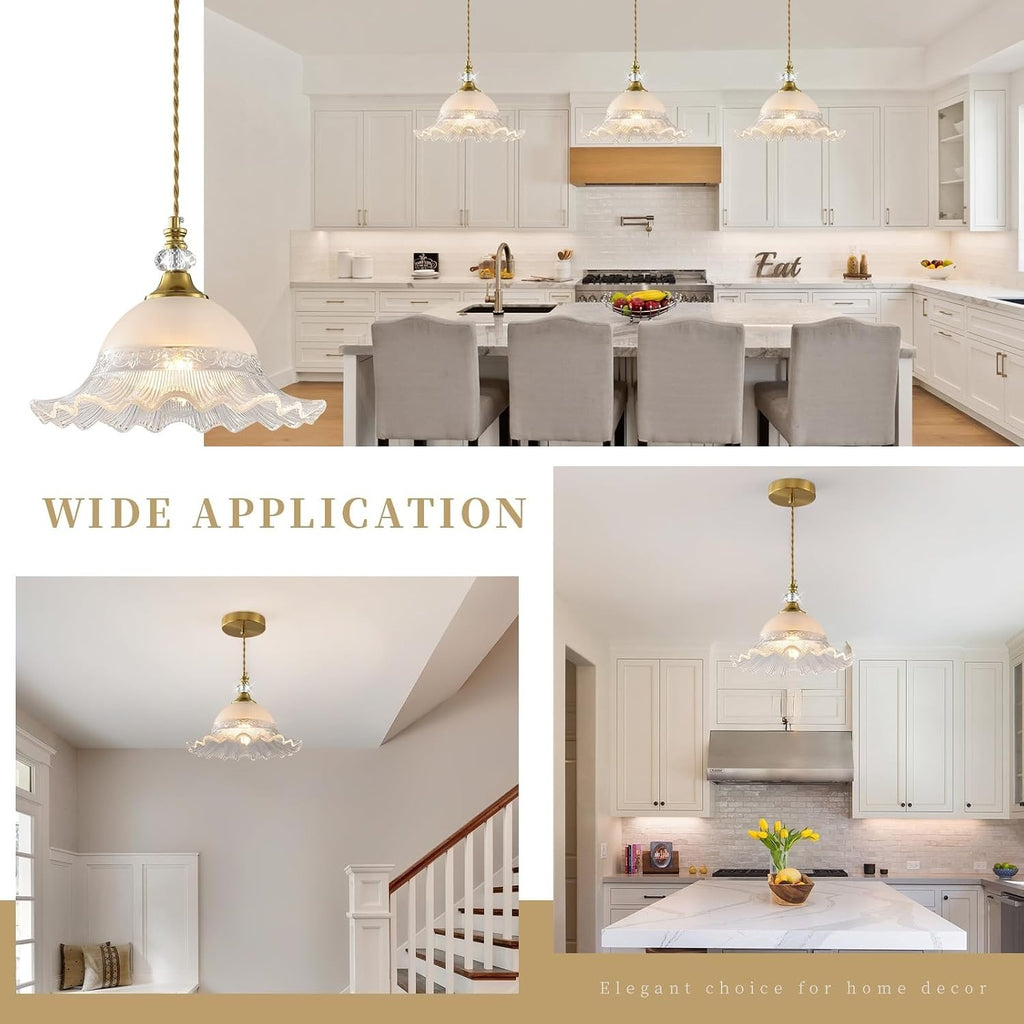 1 Pack Vintage Brushed Gold Crystal Pendant Light Fixtures