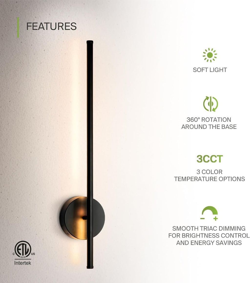 ASD LED 24" Linear Tube Wall Sconce, Modern Bathroom Light Bar