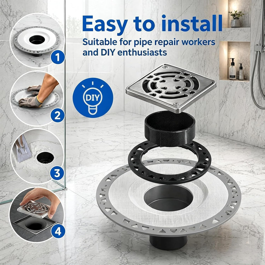 Shower Drain Kit Compatible with Schluter Kerdi System, PVC Bonding Flange with