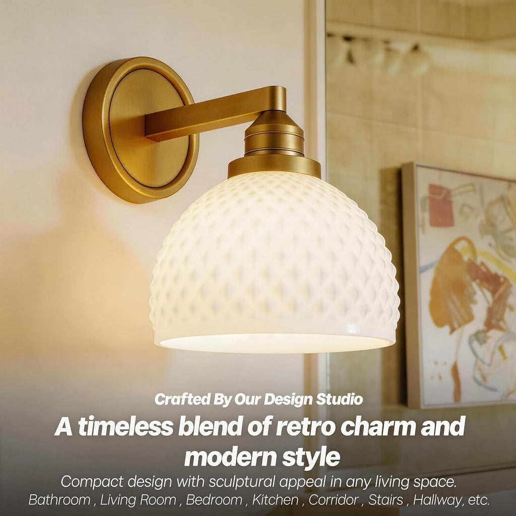 LOOMLUSTER Vintage Gold Wall Sconce Bathroom Vanity Single Wall Lightin