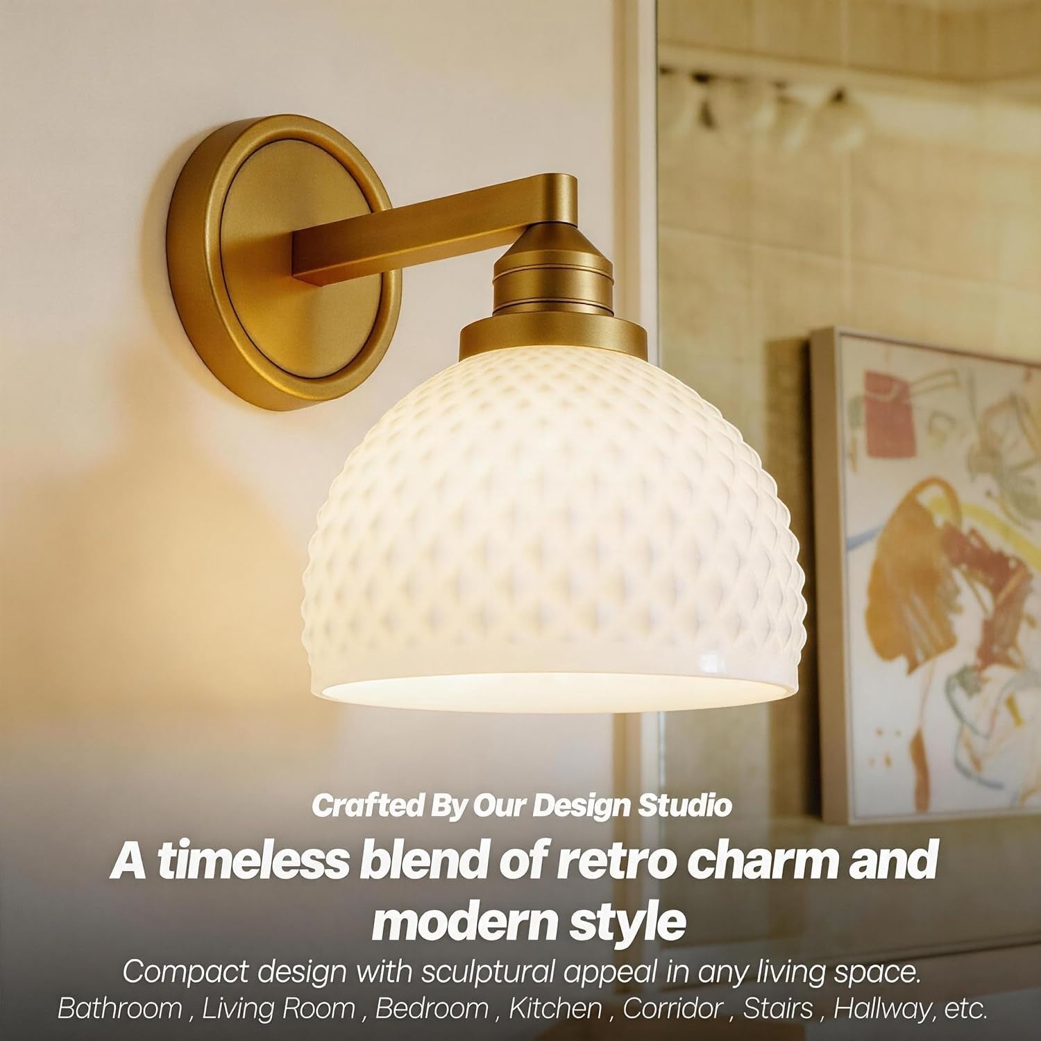 LOOMLUSTER Vintage Gold Wall Sconce Bathroom Vanity Single Wall Lightin