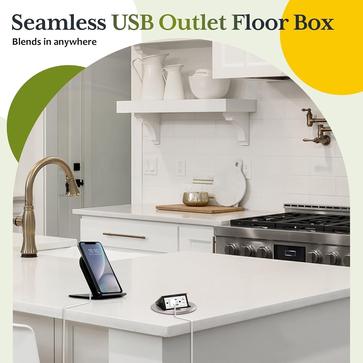 TG Pop-Up Round Floor Box w/USB-A/C & 20A Outlet, Nickel Plated Brass