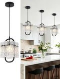 Black Crystal Pendant Light,Luxury Water Ripple Glass Chandelier