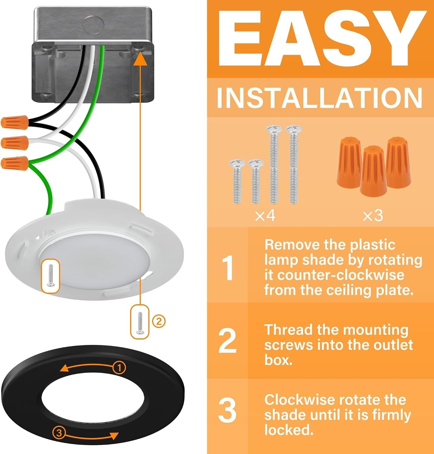 JULLISON 4 Inch LED Mini Surface Mount Light, Recessed Trim, Small Flush Mount