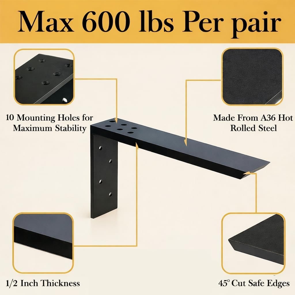 Balin Designs Hidden Countertop Support Bracket 16 Inch