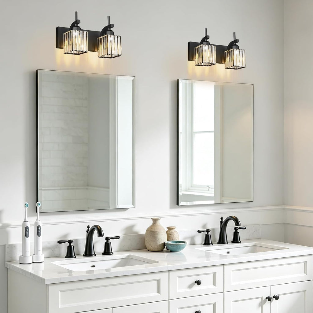 LKHF Modern Bathroom Light Fixtures,2-Light Black Vanity Light