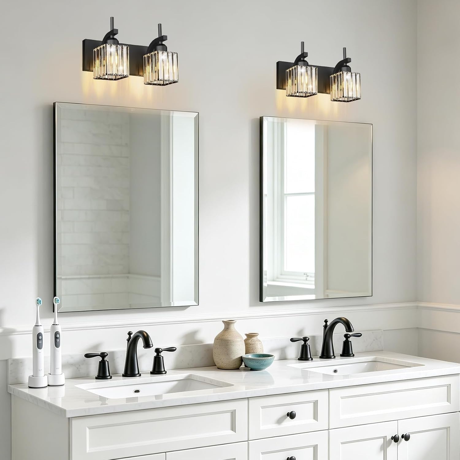 LKHF Modern Bathroom Light Fixtures,2-Light Black Vanity Light
