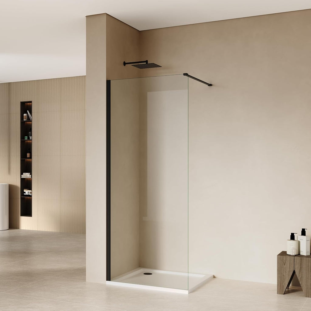 32" W X 76" H Fixed Shower Door Glass Panel, Frameless Shower Door, 6mm (1/4") C