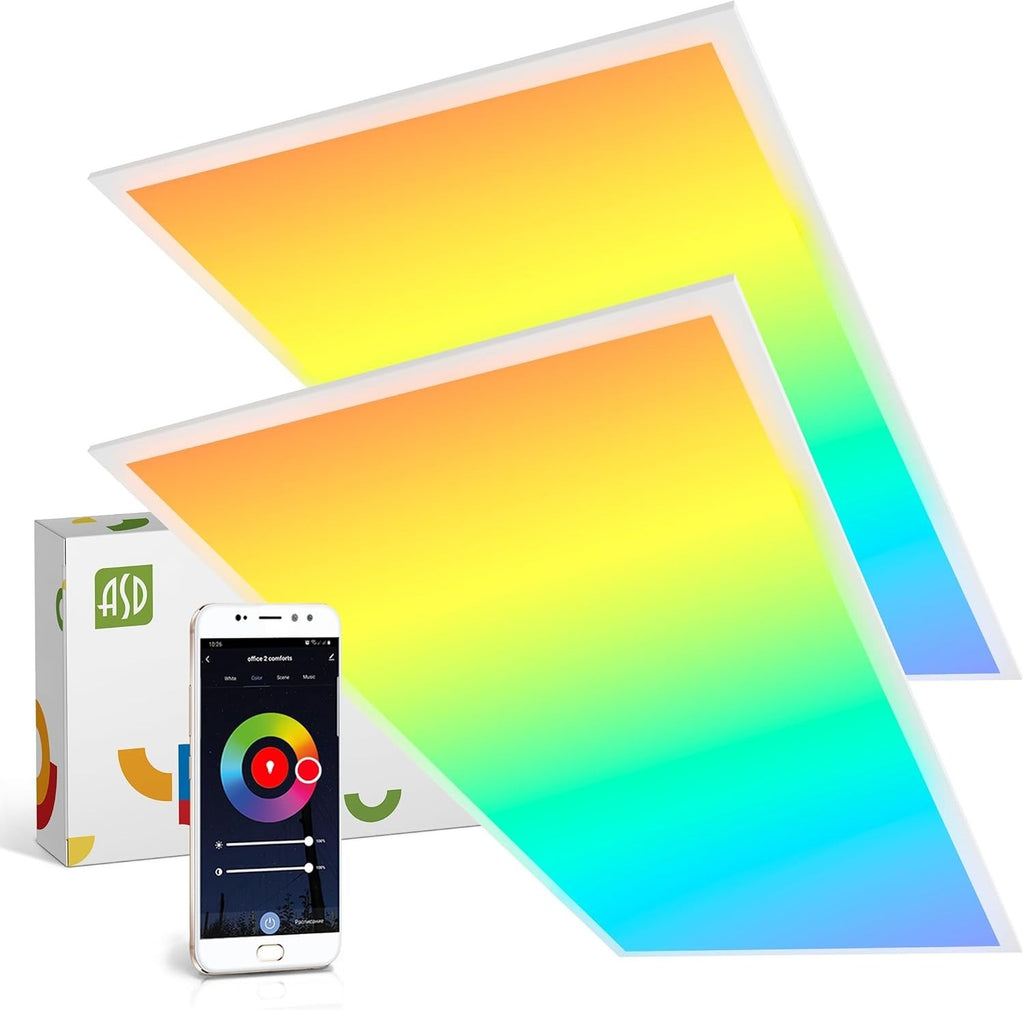 ASD 2 Pack 2x4 Smart RGBW LED Flat Panel Light - 40W UL | 4961LM 3500K 4000K 50