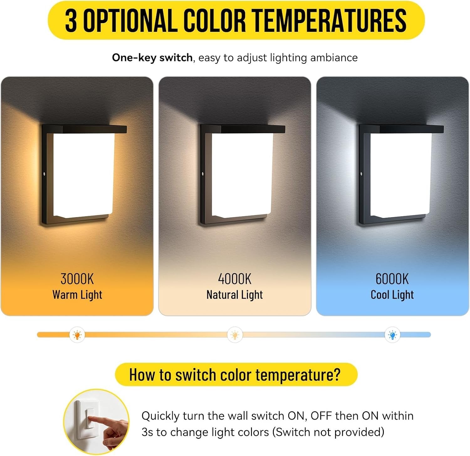 MZLITI Outdoor Wall Lights, 15W Integrated LED, 3CCT Selectable, IP65 ETL