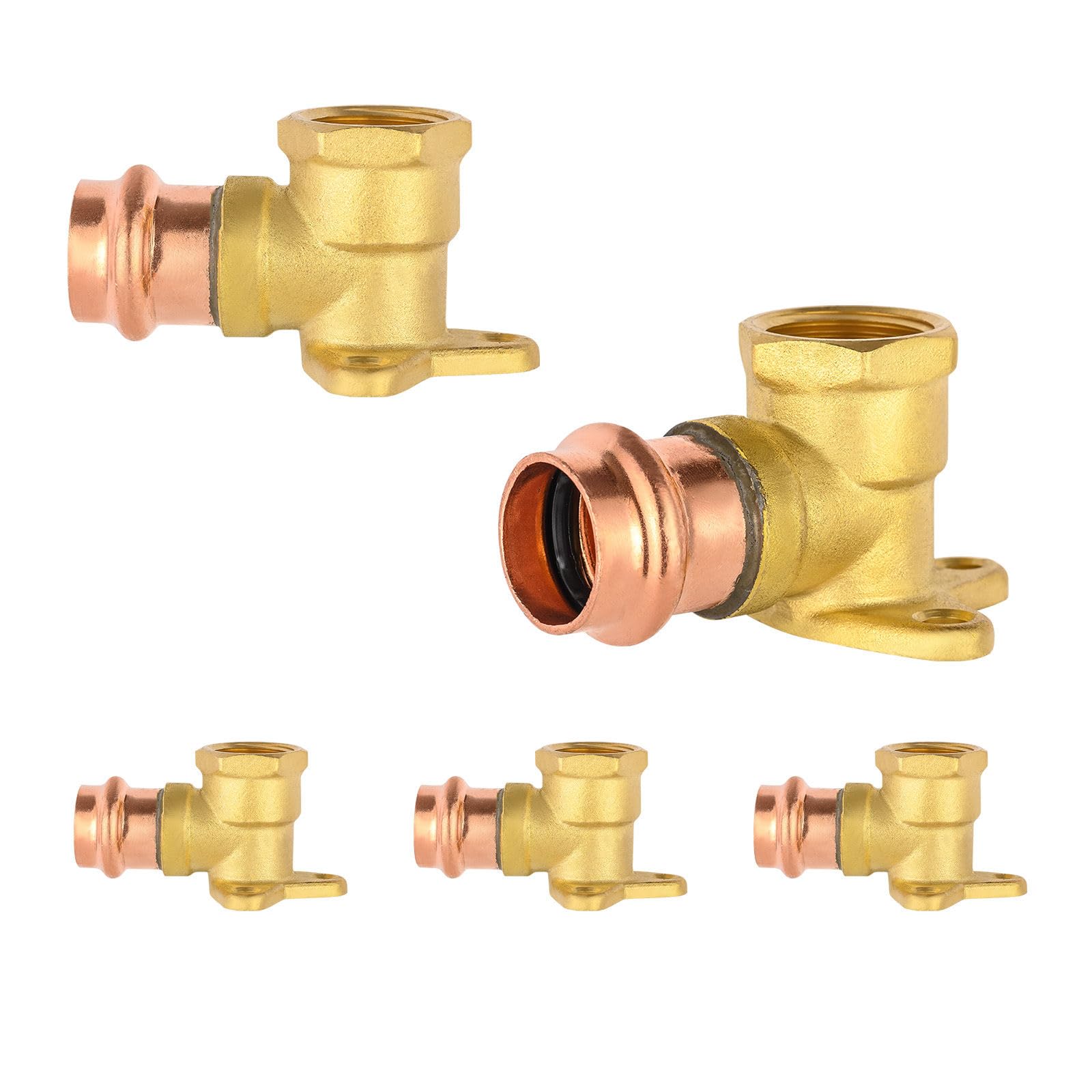 5PCS GUOFIS Copper Press Drop Ear Elbow,1/2"Press x Female NPT | Copper Drop-ear Elbow Fitting for Copper Pipe(PRESS019-5)