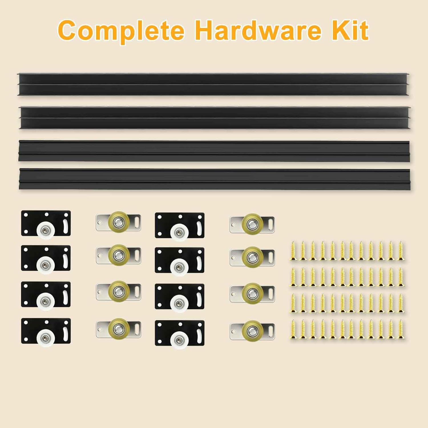 2Sets 4'Sliding Cabinet Door Track,Aluminum