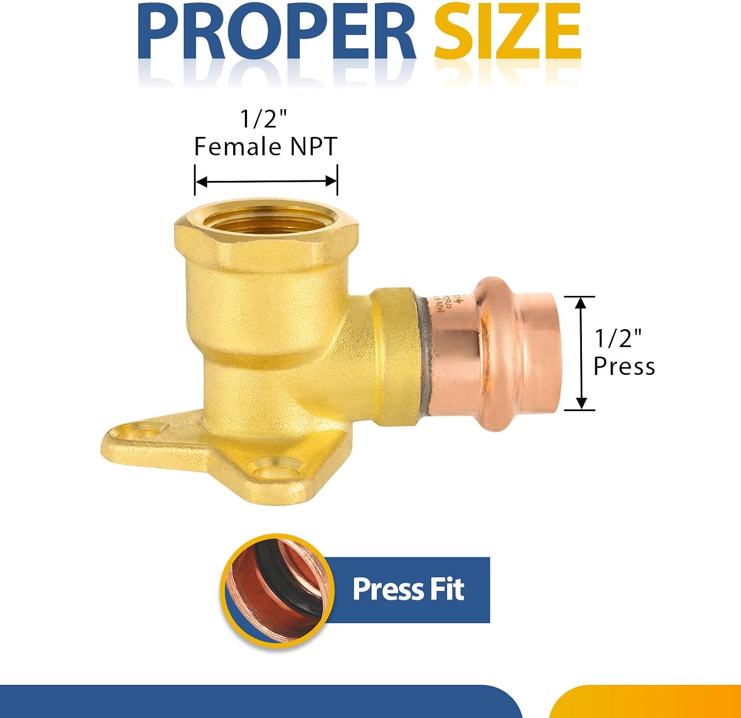 5PCS GUOFIS Copper Press Drop Ear Elbow,1/2"Press x Female NPT | Copper Drop-ear Elbow Fitting for Copper Pipe(PRESS019-5)