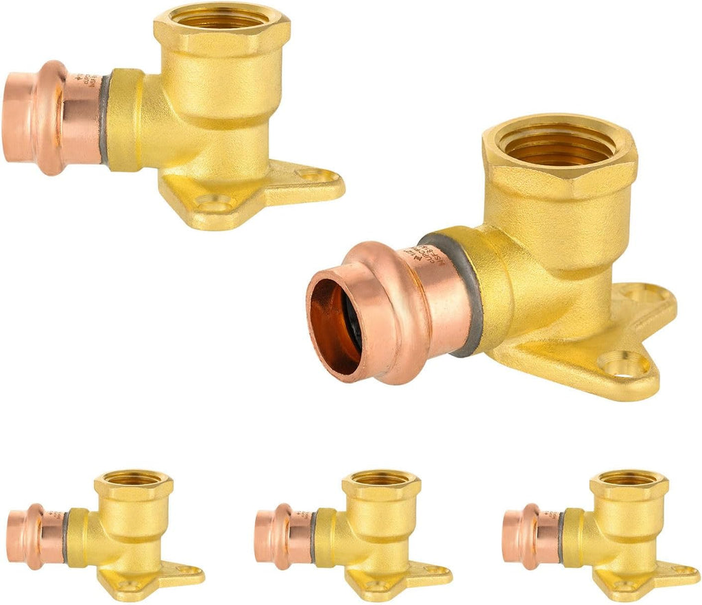 5PCS GUOFIS Copper Press Drop Ear Elbow,1/2"Press x Female NPT | Copper Drop-ear Elbow Fitting for Copper Pipe(PRESS019-5)