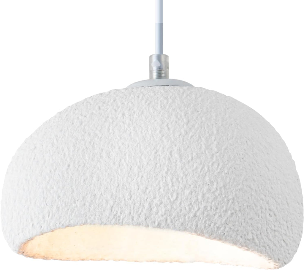 Wabi Sabi Pendant Light Oval, 7.87in Small Japanese Ceiling Fixture for Bedroom Bedside Entryway Hallway Kitchen, Minimalist Japandi Hanging Lamp White E26 Base (20cm/7.87in)