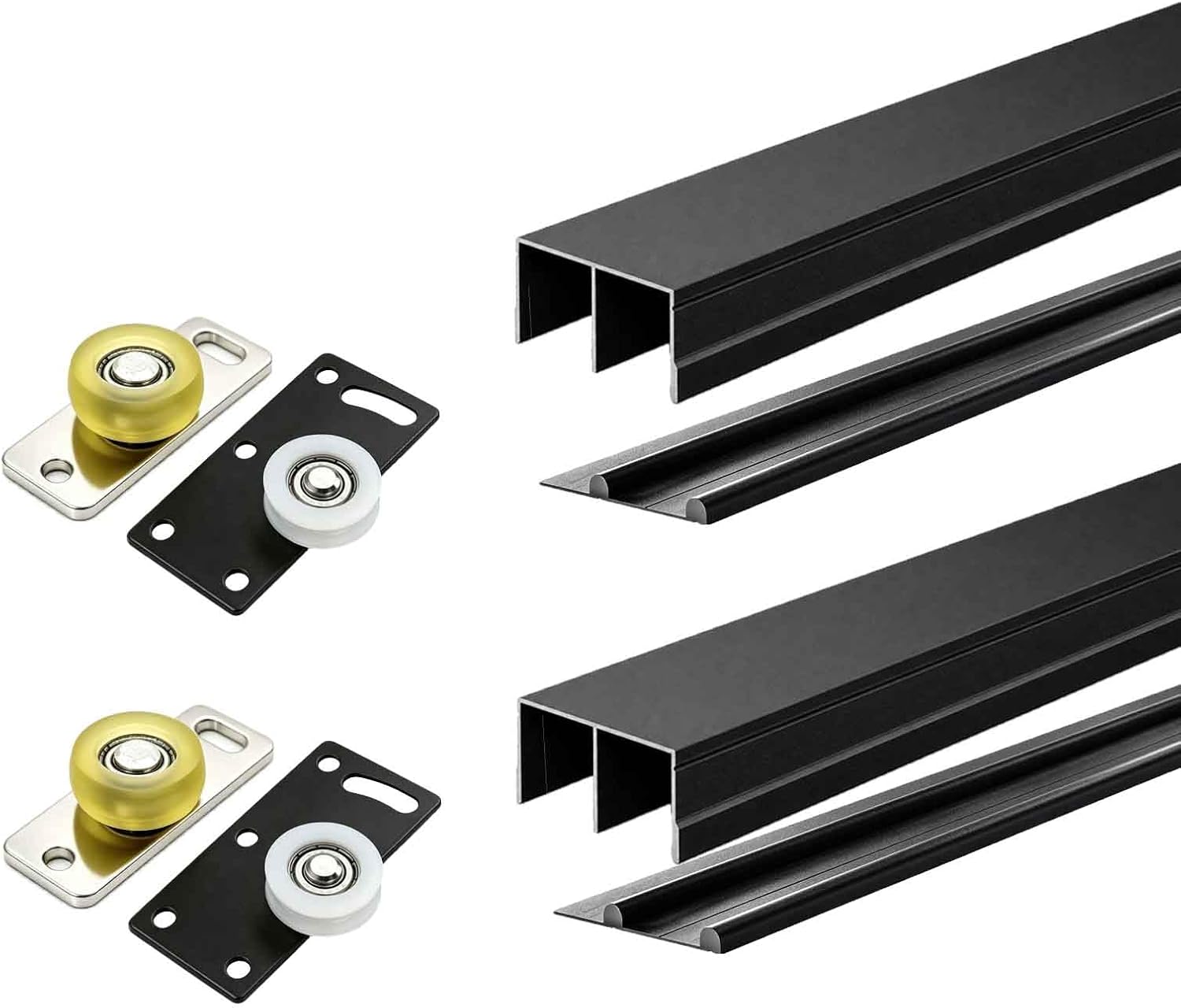 2Sets 4'Sliding Cabinet Door Track,Aluminum