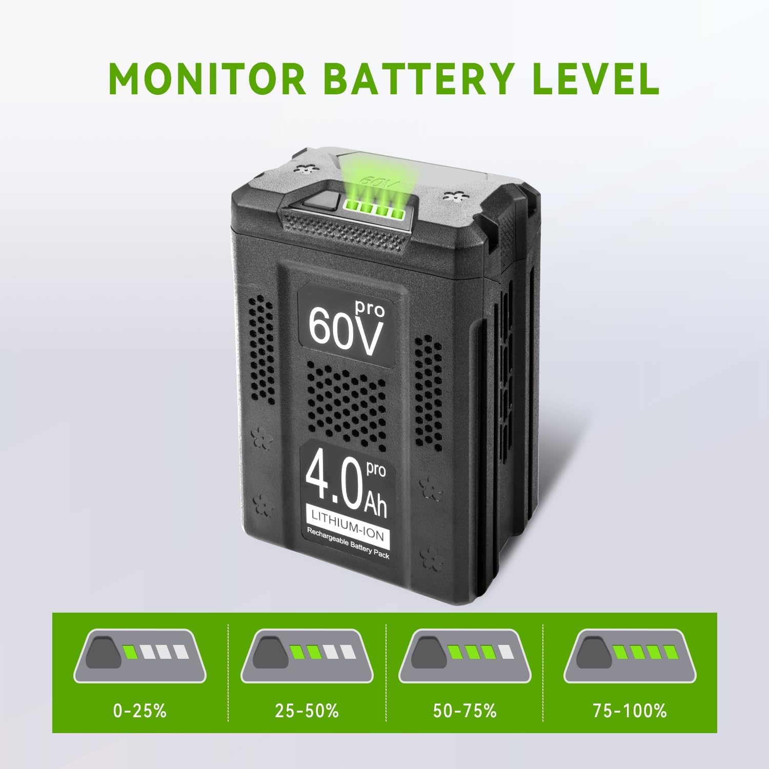 60V 4.0Ah Replacement for Greenworks Pro 60V Battery LB60A00 LB60A01 LB60A02 LB60A03, Compatible with 75+ Greenworks 60Volt LB602 LB6025 LB604 LB6041 LB6042 LB6051 LB6080 LLB608-NS Cordless Power Tool