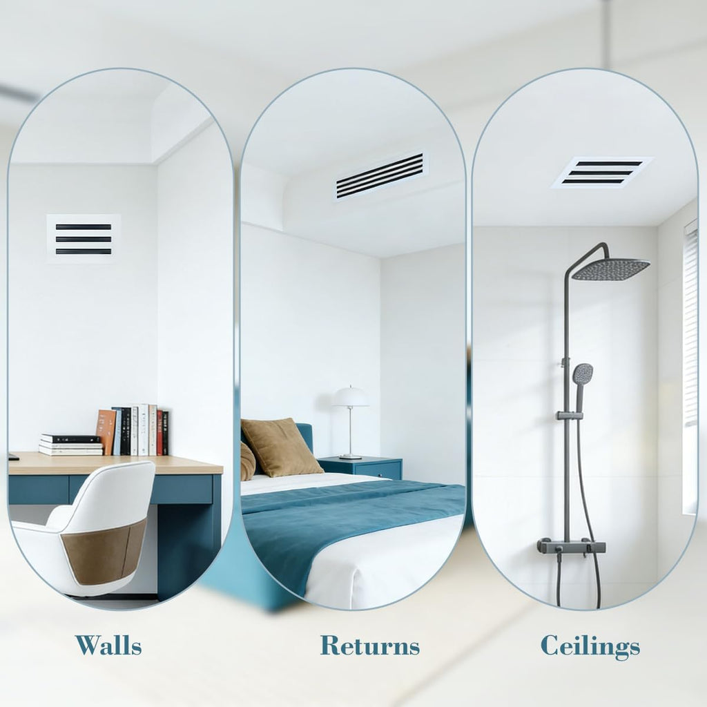 Modern AC Vent Cover Linear Slot Diffuser for 10 x 10 Duct Opening | All Aluminum Register Grille, White Finish, Modern Linear Slot Design for Ceiling, Wall & Floor Installation