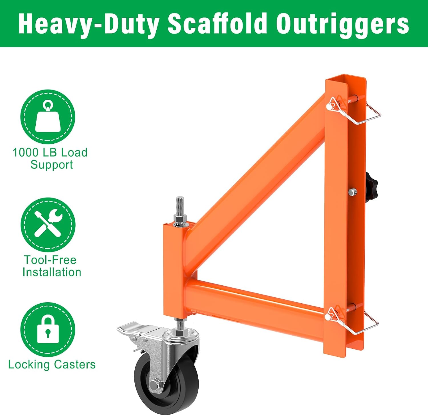 4-Pack Adjustable Scaffold Outriggers for Baker Scaffolding | Heavy Duty Scaffold Outriggers, Adjustable Height 5.7"–7.2", 4" Swivel Casters, 1000 lbs Capacity for Construction Work