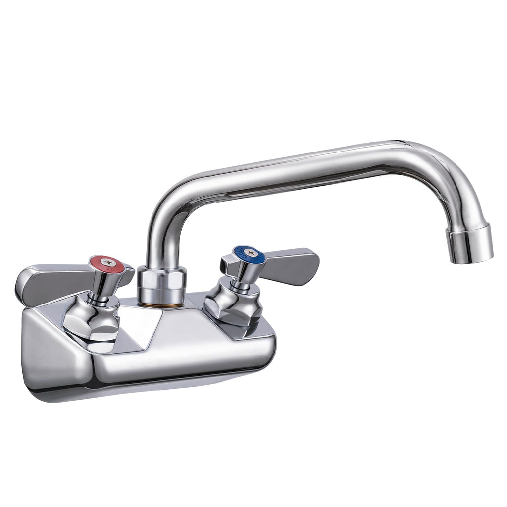 4 Inch Wall Mount Commercial Sink Faucet with 12" Swivel Spout