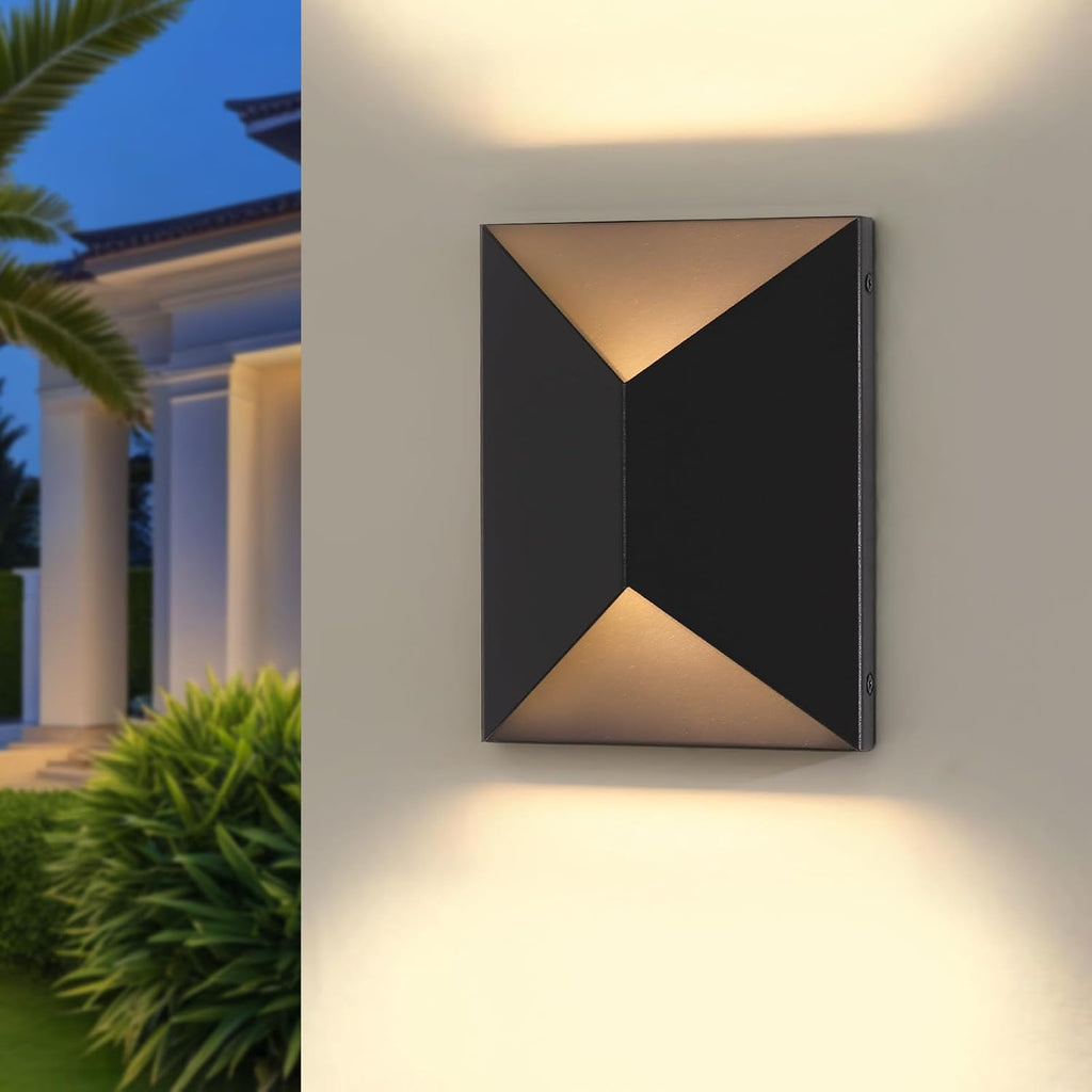 Fire Wolf LED Aluminum Porch Sconce Lights - Modern Exterior Wall Sconce, Up and Down Light Waterproof, 12W, 3000K, Black for Garage Enterway