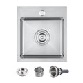 POPFLY 15×15 Inch Drop In Kitchen Sink, 18 Gauge Stainless Steel Single Bowl Single Hole Handmade Rv 6 Inch Deep Sinks, Outdoor Topmount Utility Bar Prep Sink, Brushed Nickel