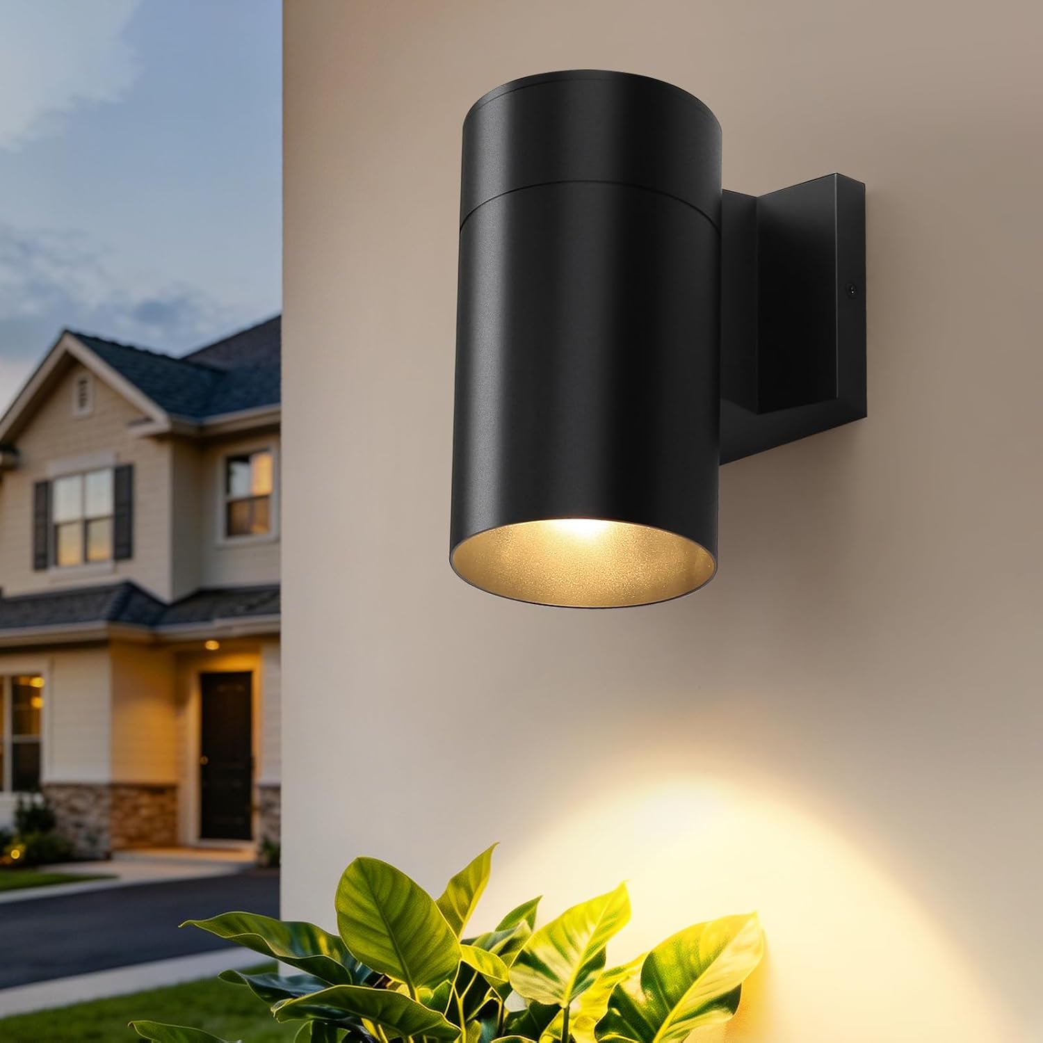 Fire Wolf Modern Outdoor Wall Light - Aluminum Outdoor Porch Sconce for House, Patio, Garage, Doorway & Entryway - Stylish Waterproof Exterior Lighting for Outside(Black,E26)
