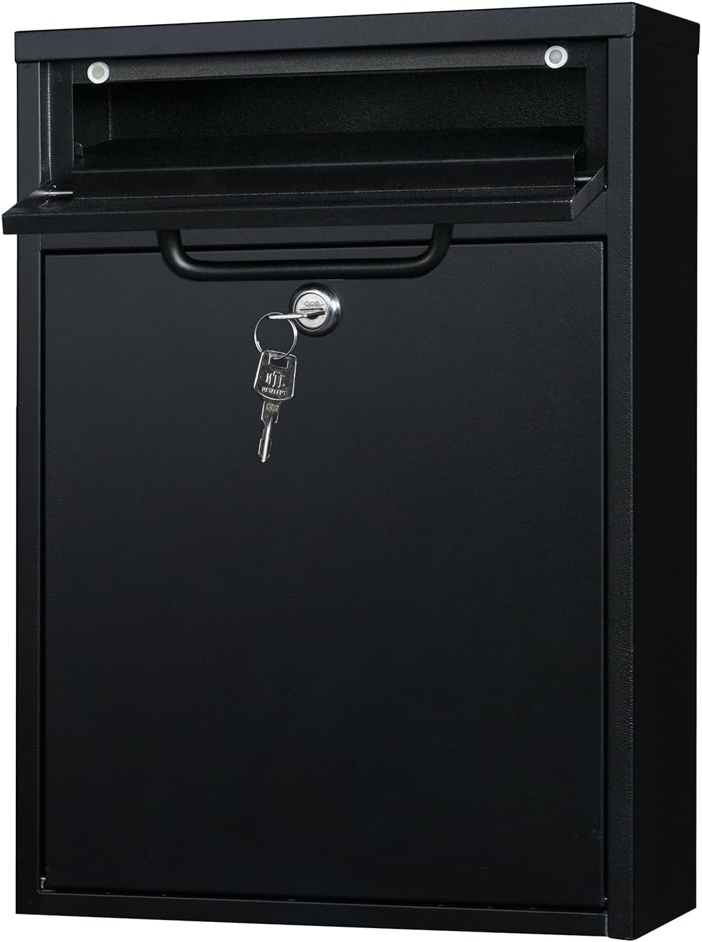 Wall Mount Mailbox for Outside, 16 Inch Drop Box Anti-Theft Heavy Duty Locking Mailbox with 2 Keys for Houses & Apartment, 11.4 x 4.7 x 16 Inches, Black