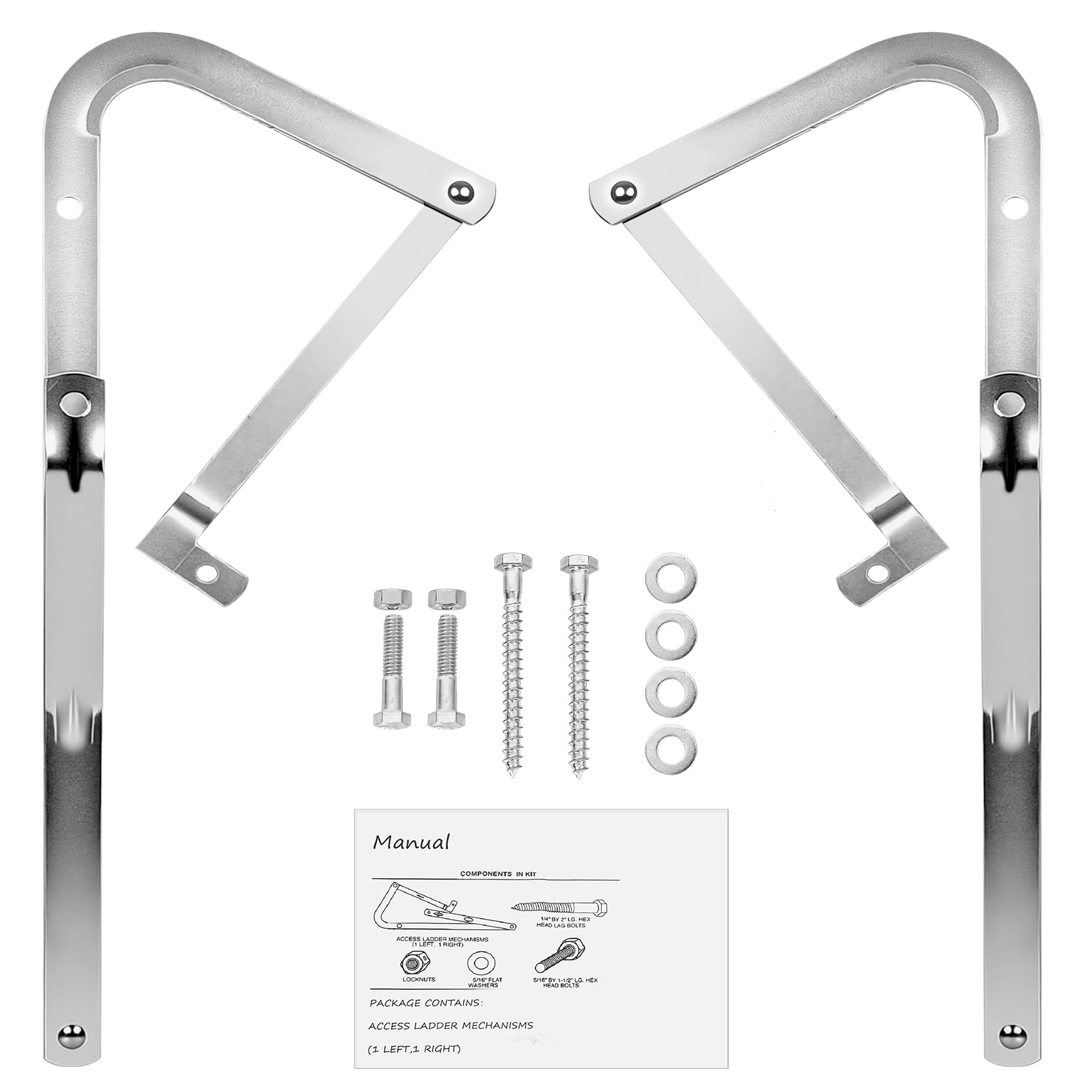 55-2 Attic Ladder Hinge Arms with Springs for Werner Attic Ladders | Compatible with Werner Mk5, WU2210, W2208, W2210, Suitable for Werner Attic Ladders Manufactured After 2010