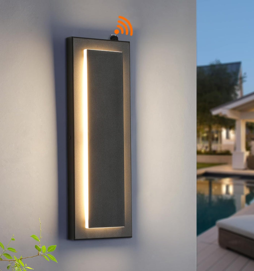 15.7'' Dusk to Dawn Outdoor Lights Modern LED Exterior Wall Lights, Black | 3000K, Built-in LED Front Porch Light Fixtures, IP65 Waterproof Hardwired Wall Sconce Outside Lighting for House Patio,1 Pack