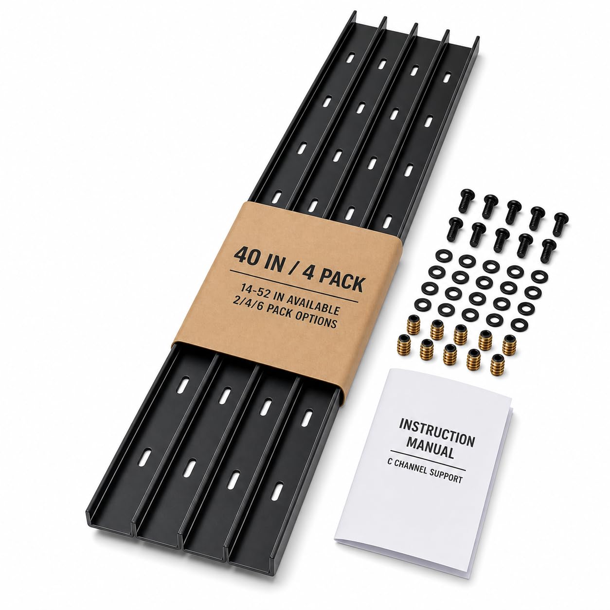 ZONEGRACE Tabletop Support Bar C Channel, 52 x 2 in, 6 Pack